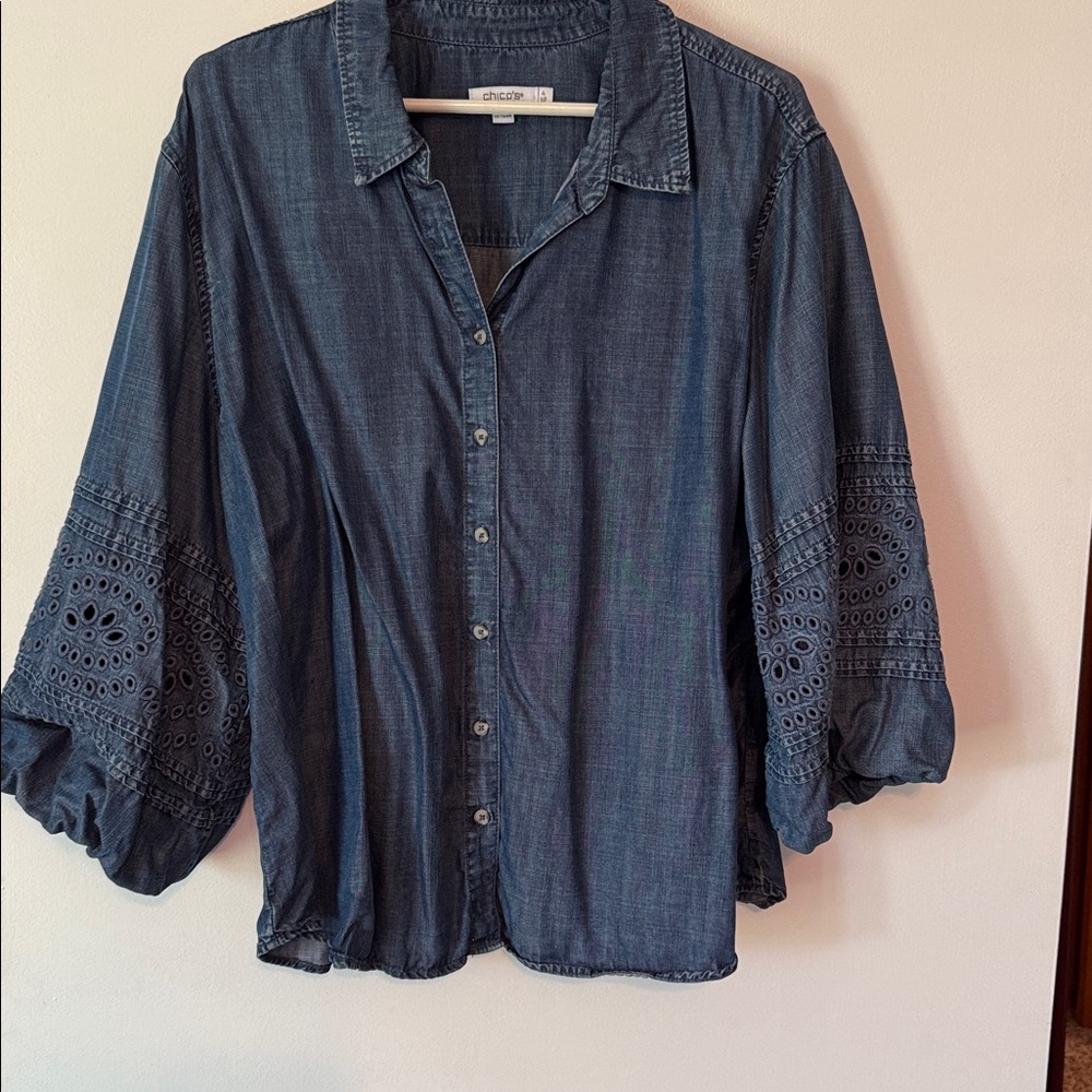 Chico's Indigo Chambray Top